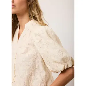 Mint Velvet Cream Cotton Textured Floral Top